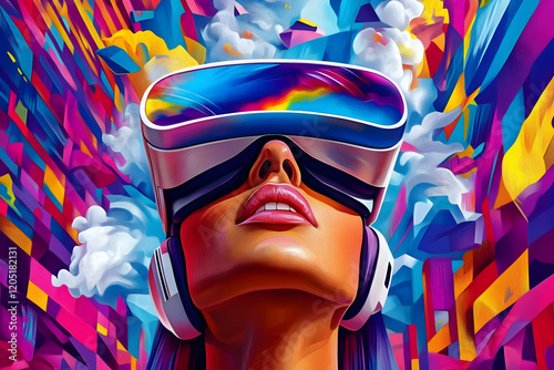 Woman Immersed in VR Explor...