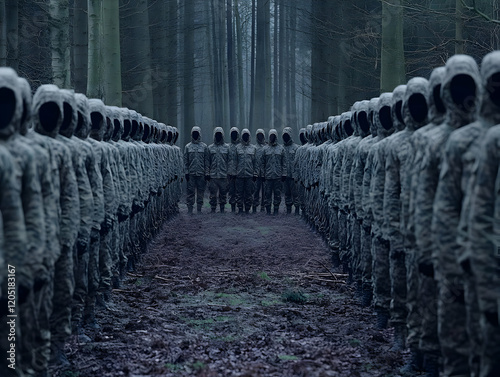 Hooded figures in camouflag...