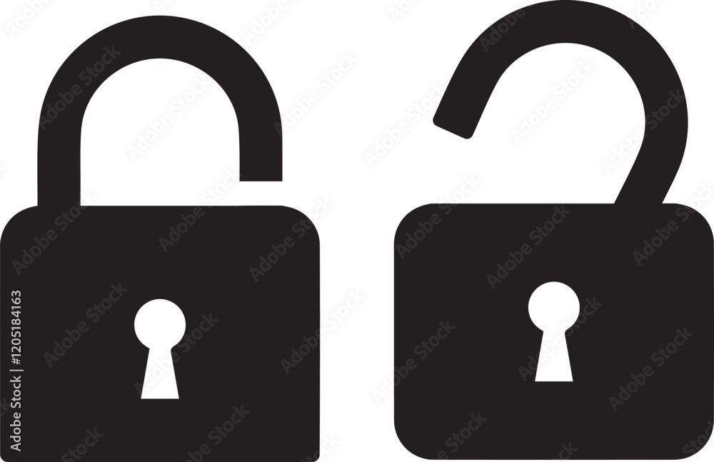 set of locks icon of Silhouettes vector set of locks icon of Silhouettes vector