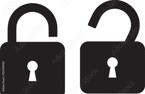 set of locks icon of Silhouettes vector