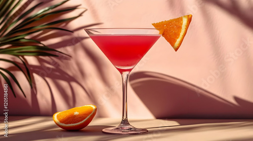 Pink Cocktail in Martini Gl...