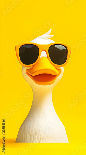 3D White Duck Wearing Orang...