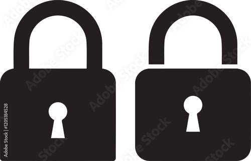 set of locks icon of Silhouettes vector