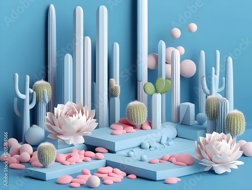 3D Render of Abstract Deser...