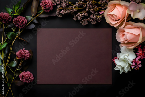 Dark Floral Frame with Blan...