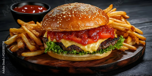 Delicious burger with chees...