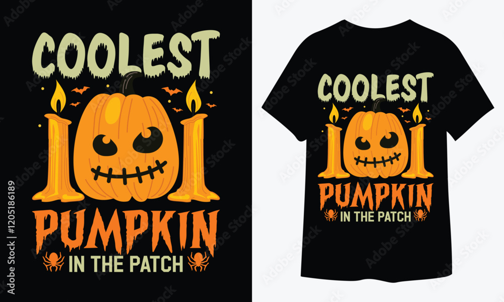 Coolest Pumpkin In The Patch T Shirt Design, Typography T-shirt Design, witch zombie boo spooky Design Coolest Pumpkin In The Patch T Shirt Design, Typography T-shirt Design, witch zombie boo spooky Design