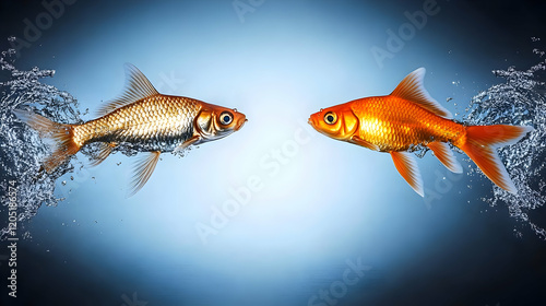 Two Fish Swim Towards Each ...
