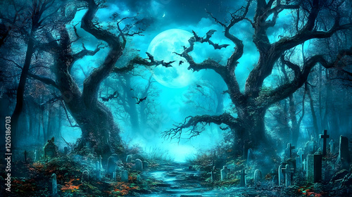 Spooky Cemetery Path Winds ...