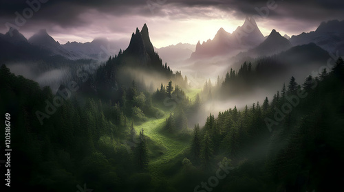 Misty Mountain Valley with ...