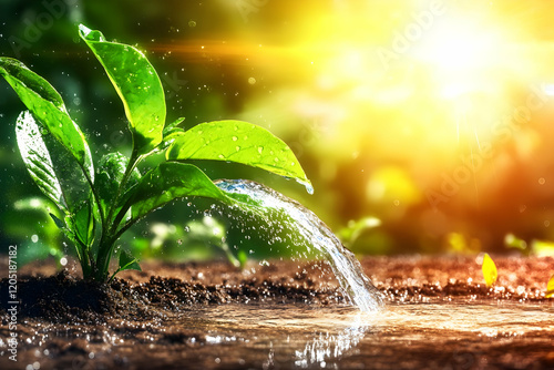 Green Plant Grows in Sunlig...