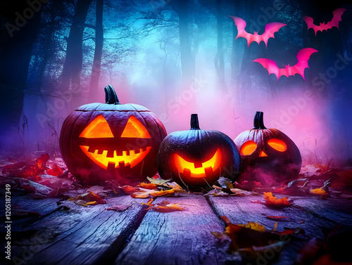 Three Jack-o'-lanterns Glow...