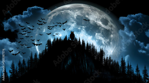 Owl Perches on Hilltop with...
