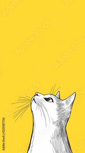 Curious Cat Looks Upward on...