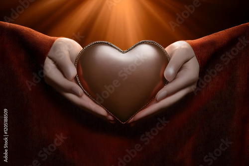 Two Hands Gently Hold a Glo...