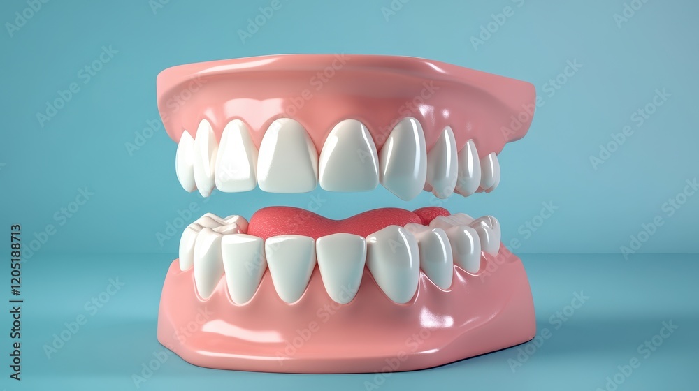 Obraz premium 3D Cute healthy tooth,tooth character with toothbrush ,Dental care illustration set,childrens dentistry concept,pain and lean on other teeth cause of tooth decay,dental care for kids.