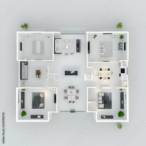 3D Floor Plan Shows Modern ...