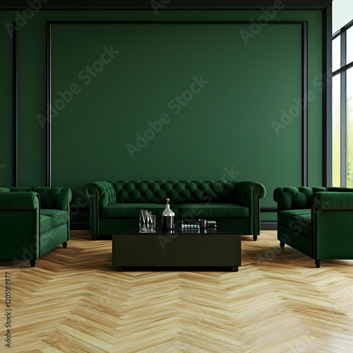 Elegant Green Living Room w...