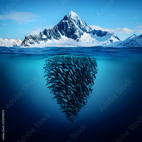 Large school of fish swims ...