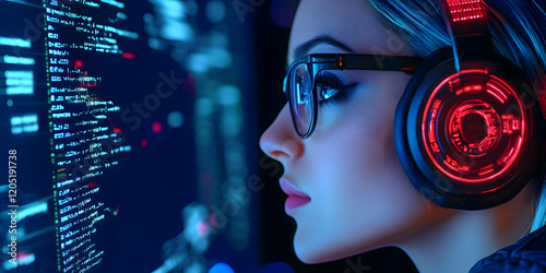 Woman with Glasses and Head...