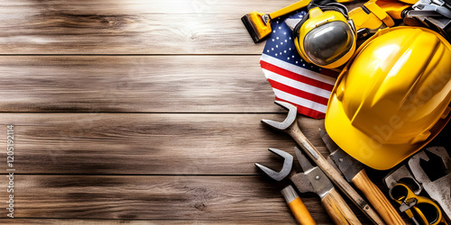 Construction Tools and Flag...