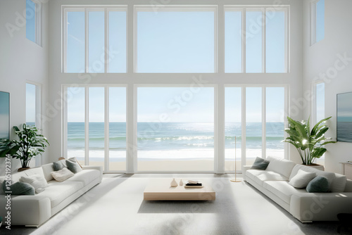 Modern white living room ov...