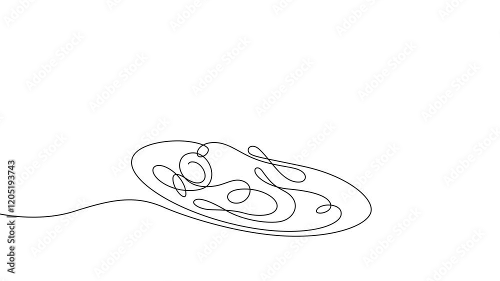 spaghetti dish menu one line drawing continuity hand drawn 4K animated