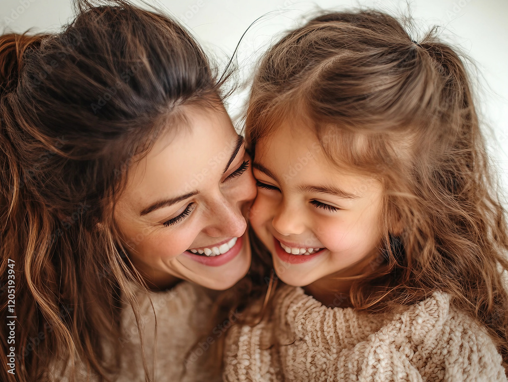 A woman and a child are smiling at the camera A woman and a child are smiling at the camera
