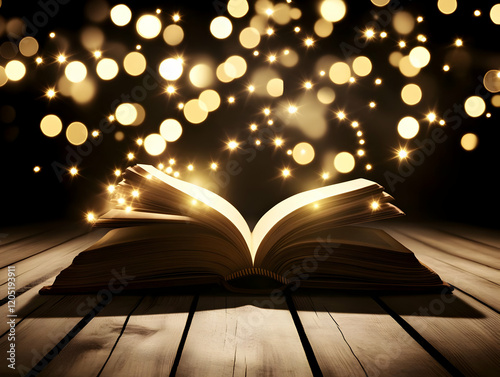 Open Book Emits Magical Gol...
