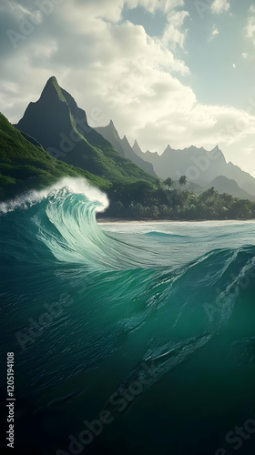 Ocean Wave Crashes near Tro...