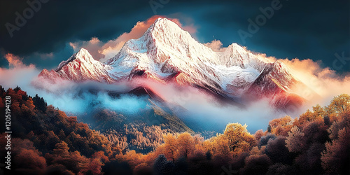 Majestic Mountain Peaks Ris...