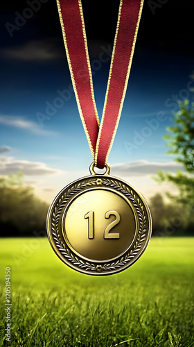 Gold Medal with Number 12 H...
