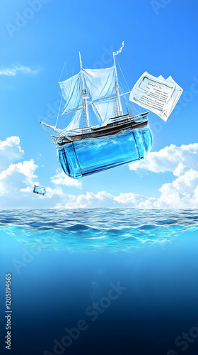 Sailing Ship Inside a Float...