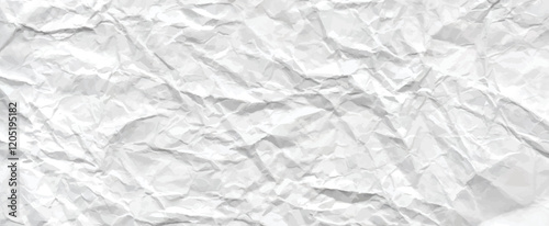 Crumpled grey rice paper texture. Abstract light background with wrinkled cardboard texture. Vector illustration horizontal fold crumpled empty white paper template for posters and banners.