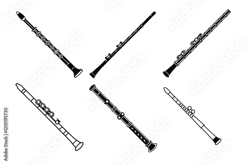 Set of flute-shillouette-vector illustration