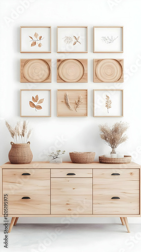 Wooden Cabinet with Framed ...