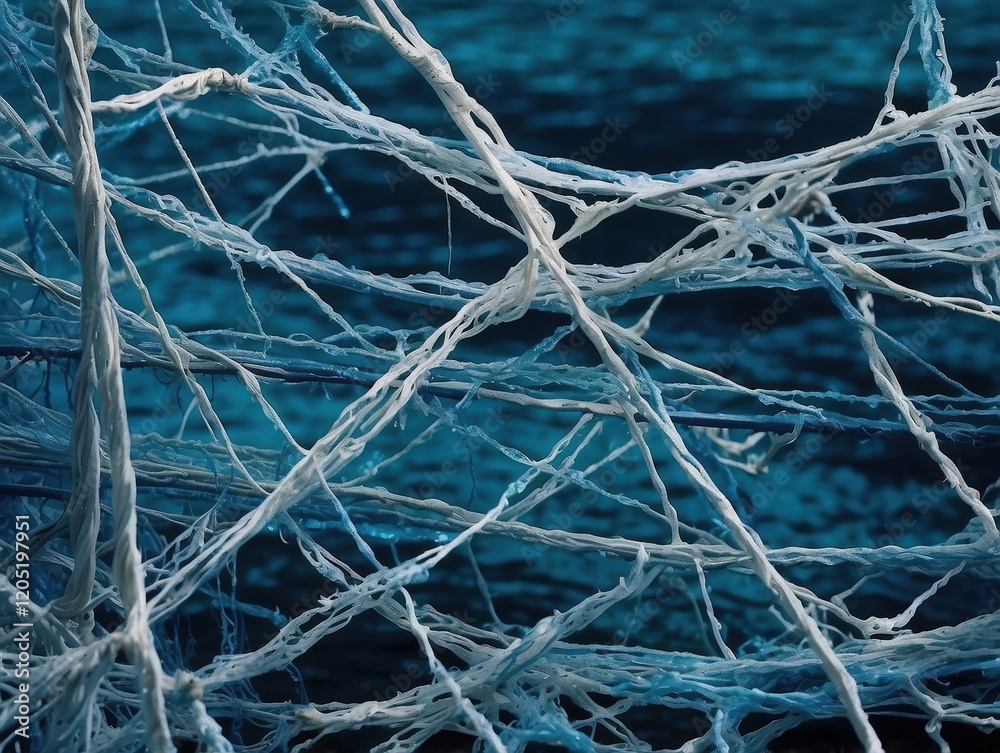 Abstract Web of White and Blue Textures Over Ocean Background Abstract Web of White and Blue Textures Over Ocean Background