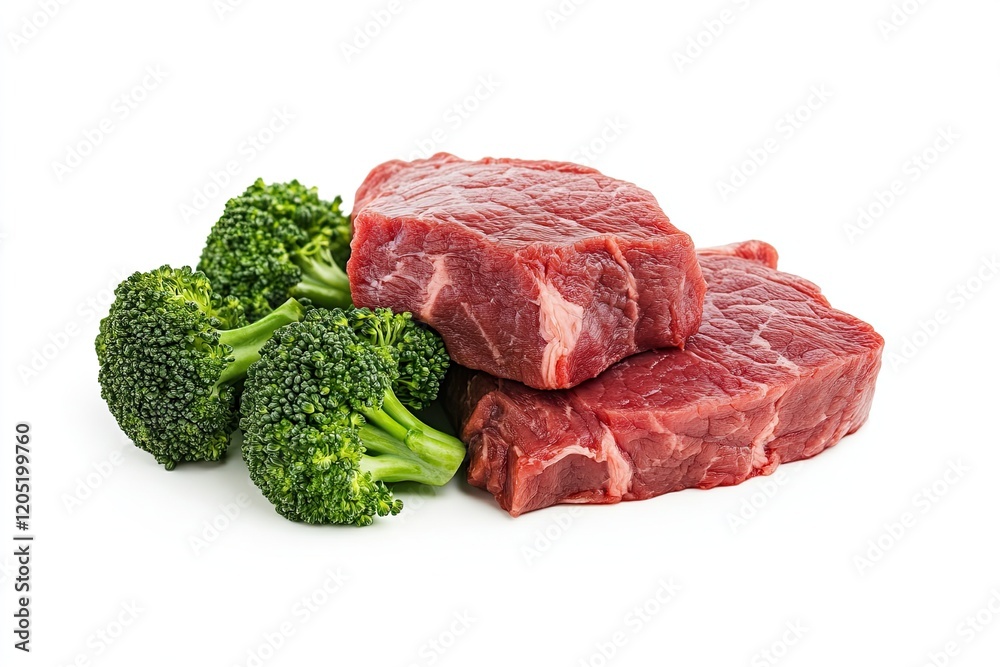 Beef and broccoli isolated on white background Beef and broccoli isolated on white background