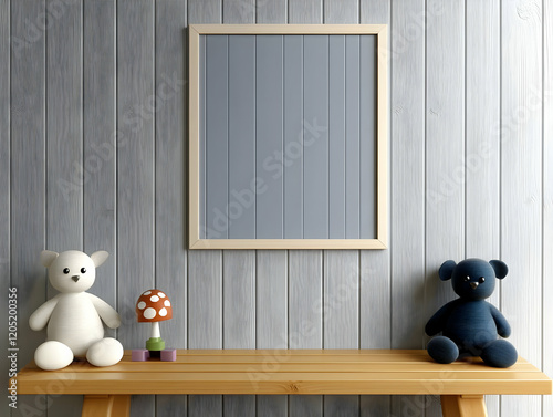 Empty Frame Mockup on Woode...