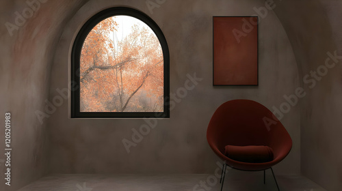 Cozy Interior with a Red Ar...