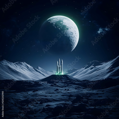 Futuristic Rockets Stand on...