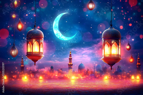 Mystical Night Scene with L...
