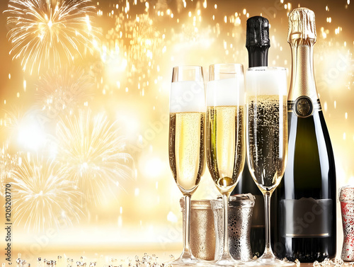 Champagne Glasses and Bottl...