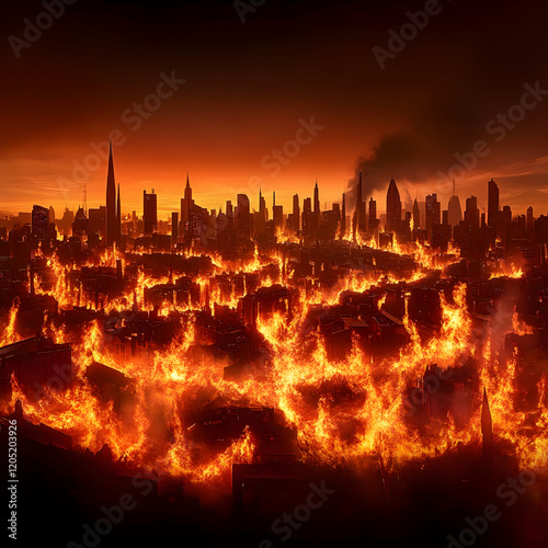 Burning Cityscape Illustrat...
