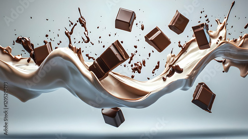 Chocolate pieces splash int...