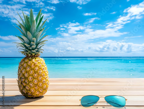 Ripe Pineapple and Sunglass...