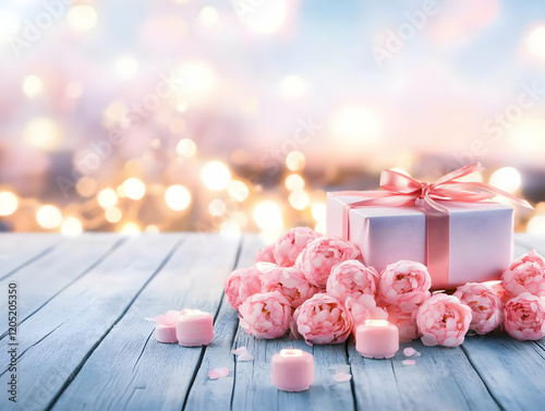 Pink Gift Box with Peonies ...
