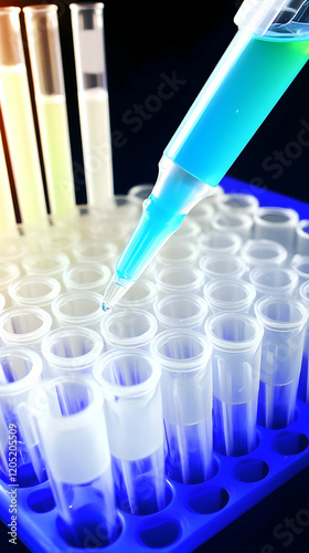 Scientist Pipettes Blue Liq...