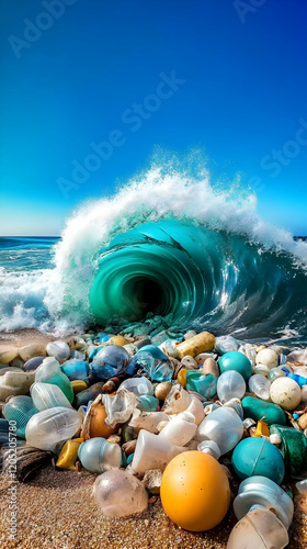 Ocean Wave Crashes on Shore...
