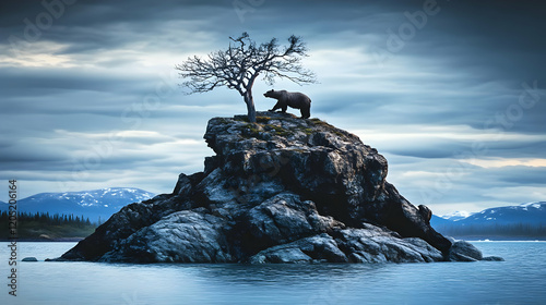 A Brown Bear Stands Majesti...